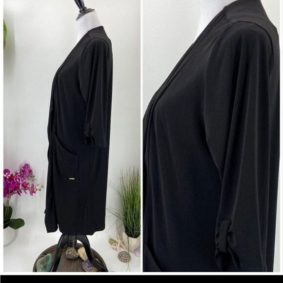 NWT Tahari Duster Cardigan Black Size Large - Picture 3 of 9
